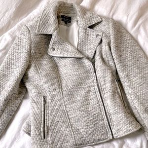 Grey Textured Moto Jacket